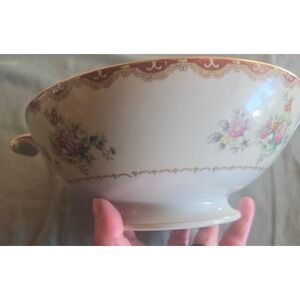 Meito China Ivory China Floral Serving Bowl Gold Trim Made in Japan Vintage